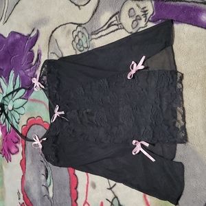 Lingerie size large black with pink bows